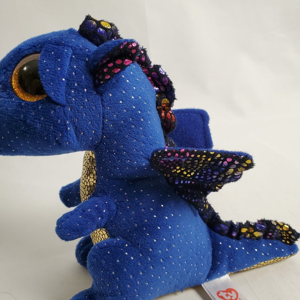 Ty Dragon Plush Saffire Blue Rainbow Glitter Eyes Stuffed Animal 6" - Picture 7 of 11